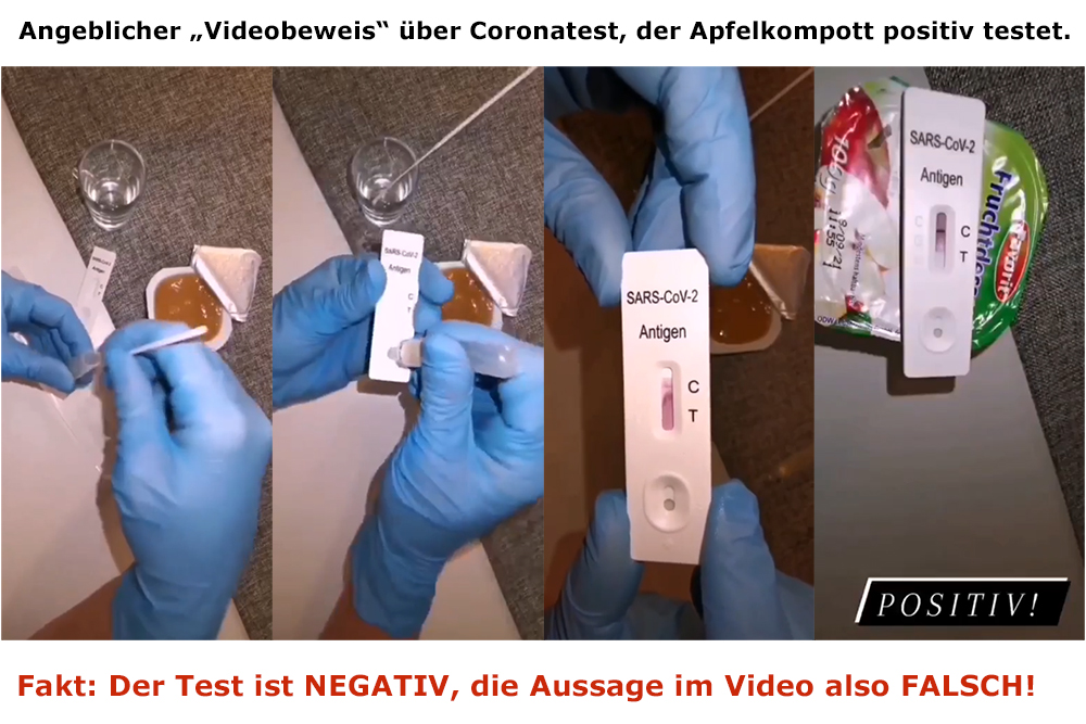 Fake Corona Test mit Apfelkompott