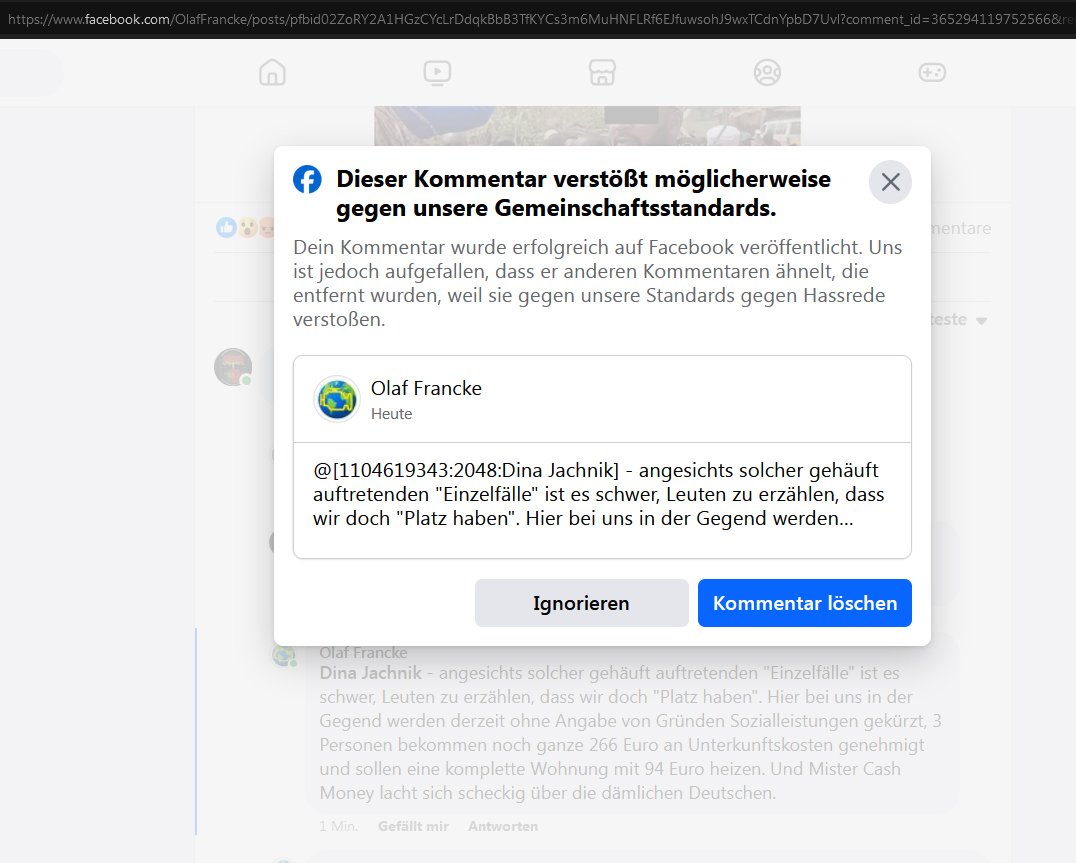 Zensur bei Facebook